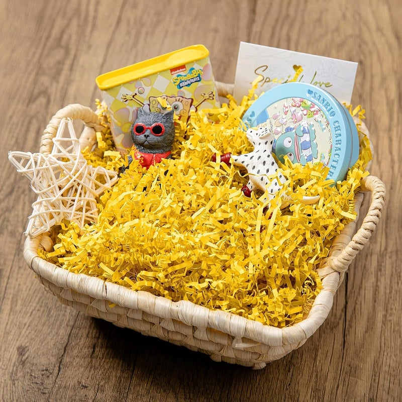 Mefleet 1 LB Crinkle Cut Paper Shred Filler Yellow Crinkle Shredded Paper for Gift Box - Gift Basket Bag Filler - Lemon Grass Cushion Stuffing for Christmas Holiday Packaging Wrapping - Image 3